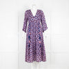 Banjanan Blue Lilac Print Cotton Maxi Dress