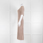 Joseph Beige Knit Ribbed Short Sleeve Dress