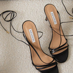 Aquazzura Black Spaghetti Strap Sandals