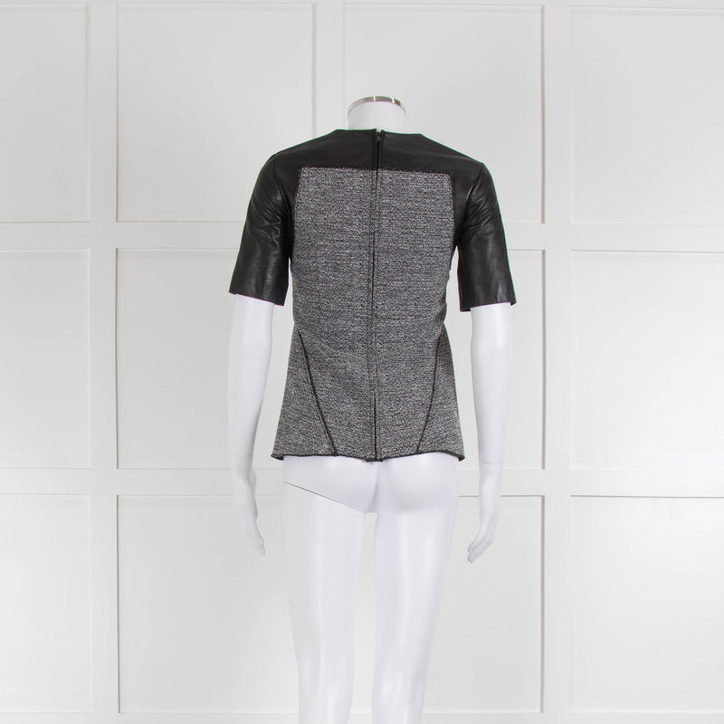 Proenza Schouler White Black Wool Leather Top