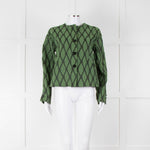 Alessia Santi Khaki Green Diamond Knot Print Short Jacket