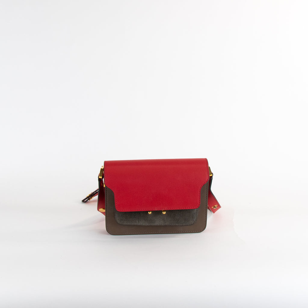 Marni Mini Tri Colour Red Grey Taupe Trunk Bag Phoenix Style