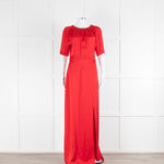 Beulah Red Satin Short Sleeve Evening Dress