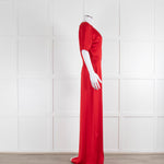 Beulah Red Satin Short Sleeve Evening Dress