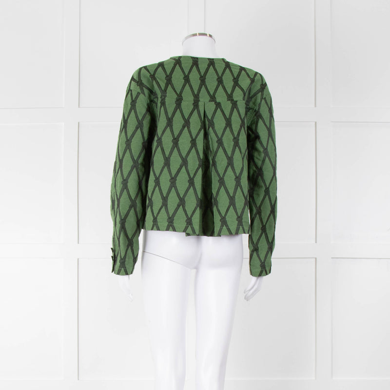 Alessia Santi Khaki Green Diamond Knot Print Short Jacket