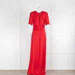 Beulah Red Satin Short Sleeve Evening Dress