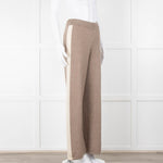 Divine Cashmere Beige Cream Wide Strip Knit Joggers