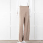 Divine Cashmere Beige Cream Wide Strip Knit Joggers