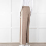 Divine Cashmere Beige Cream Wide Strip Knit Joggers