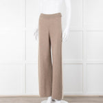 Divine Cashmere Beige Cream Wide Strip Knit Joggers