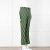 Alessia Santi Khaki Green Diamond Knot Print Trousers