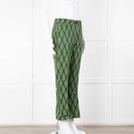 Alessia Santi Khaki Green Diamond Knot Print Trousers