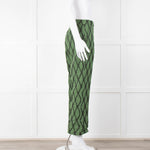 Alessia Santi Khaki Green Diamond Knot Print Trousers