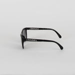 Chanel Black Metal Logo Arm Sunglasses