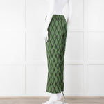 Alessia Santi Khaki Green Diamond Knot Print Trousers