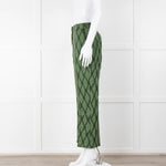 Alessia Santi Khaki Green Diamond Knot Print Trousers