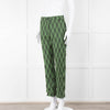 Alessia Santi Khaki Green Diamond Knot Print Trousers