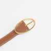 Loro Piana Tan Belt With Gold Tone Oval Buckle