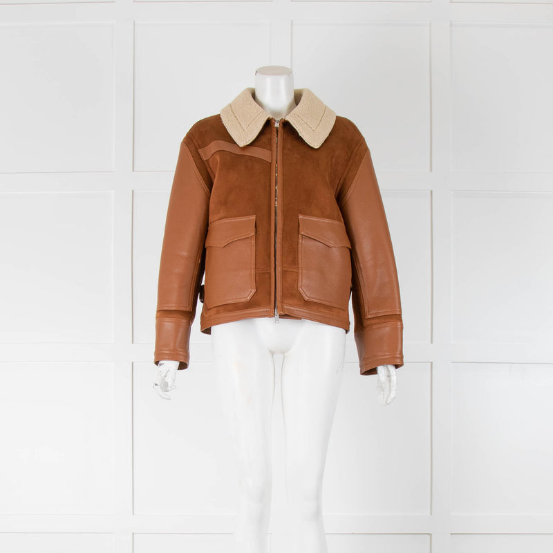 Stella McCartney Tan Faux Leather Shearling Jacket