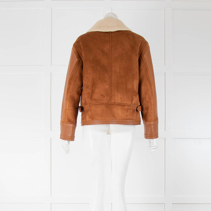 Stella McCartney Tan Faux Leather Shearling Jacket