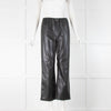 ICHI Black Faux Leather Straight Leg Pull On Trousers