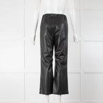 ICHI Black Faux Leather Straight Leg Pull On Trousers