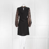 Roberto Cavalli Black Brown Animal Print Silk Long Sleeve Dress