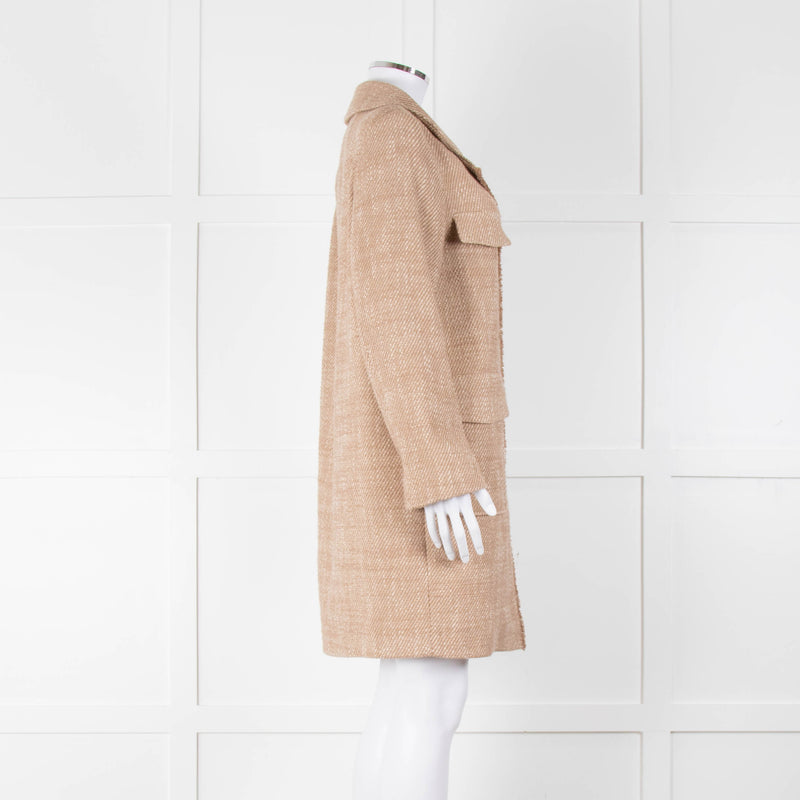 Luisa Cerano Brown & Cream Fleck Cotton Mix Coat With Fringing