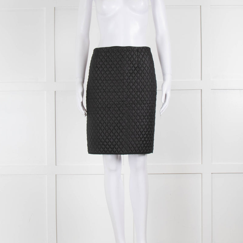 Paule Ka Black Quilted Pencil Skirt