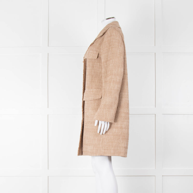 Luisa Cerano Brown & Cream Fleck Cotton Mix Coat With Fringing