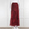 Ridley Red Black Animal Print Silk Maxi Skirt