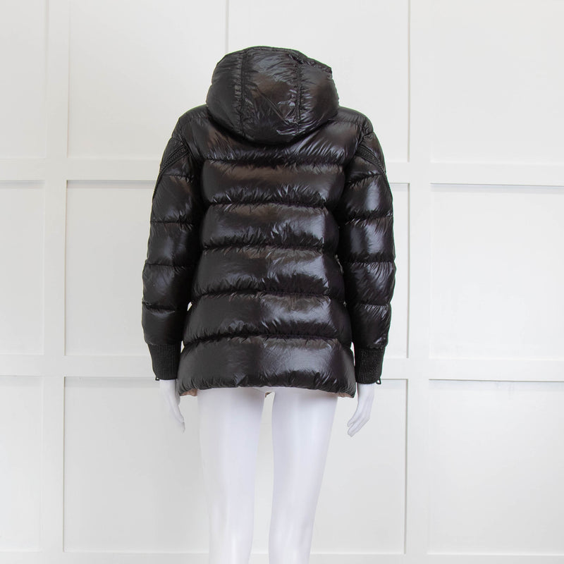 Moncler Black Quilted Jacket with Hood and Arms Zips