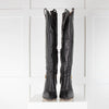 Camilla Elphick Black High Leather Boots with Gold Chain