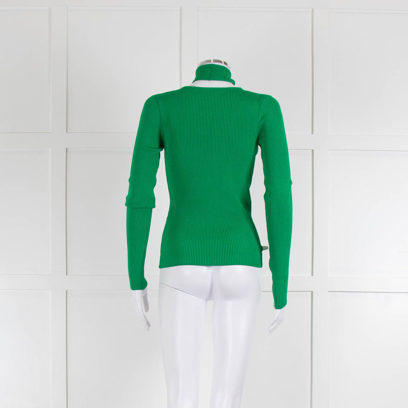 Coperni Green Ribbed Twist Neck Jumper