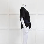 Victoria Victoria Beckham Black Crepe Top with Blue Sash Tie