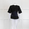 Victoria Victoria Beckham Black Crepe Top with Blue Sash Tie