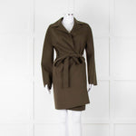 Joseph Khaki Buttlonless Wool Silk Coat with Tie Waist