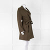 Joseph Khaki Buttlonless Wool Silk Coat with Tie Waist