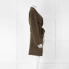 Joseph Khaki Buttlonless Wool Silk Coat with Tie Waist