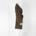 Joseph Khaki Buttlonless Wool Silk Coat with Tie Waist