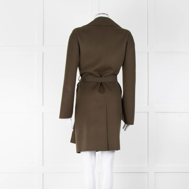 Joseph Khaki Buttlonless Wool Silk Coat with Tie Waist