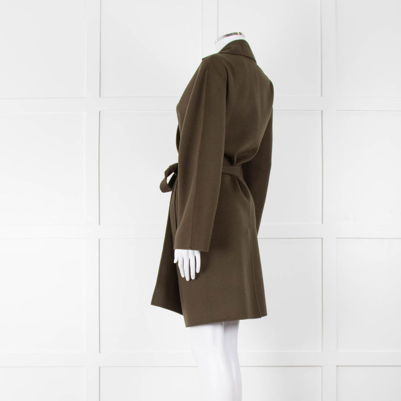 Joseph Khaki Buttlonless Wool Silk Coat with Tie Waist