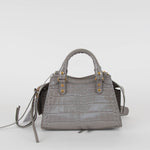 Balenciaga Grey Croc Embossed Mini Neo City Bag