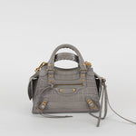 Balenciaga Grey Croc Embossed Mini Neo City Bag