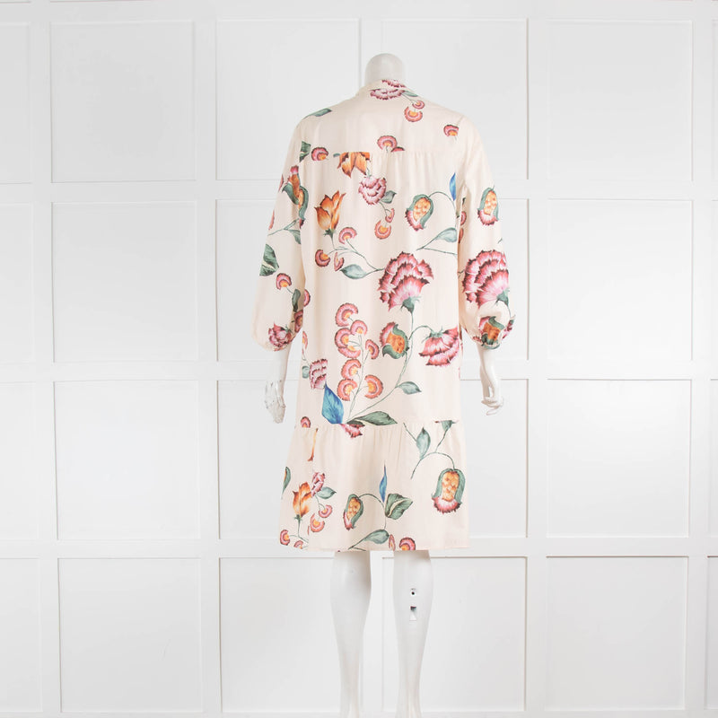 Luisa Cerano Cream Shirt Dress With Floral Print