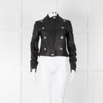 Versus Versace Black Leather Jacket With Silver Studs