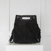 Maje Black Suede Fringe Trim M Shoulder Bag