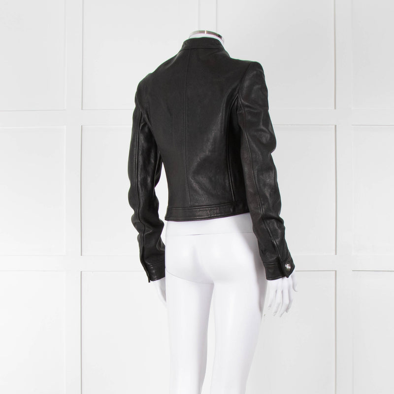 Versus Versace Black Leather Jacket With Silver Studs