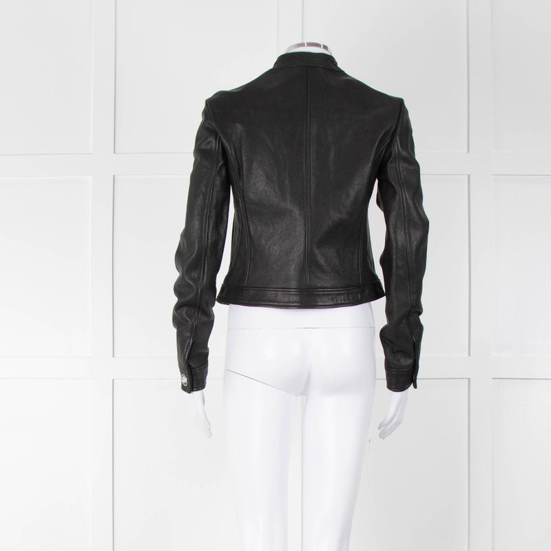 Versus Versace Black Leather Jacket With Silver Studs