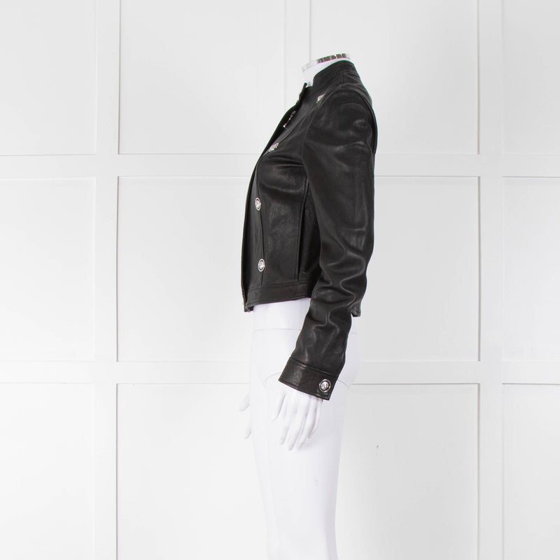 Versus Versace Black Leather Jacket With Silver Studs